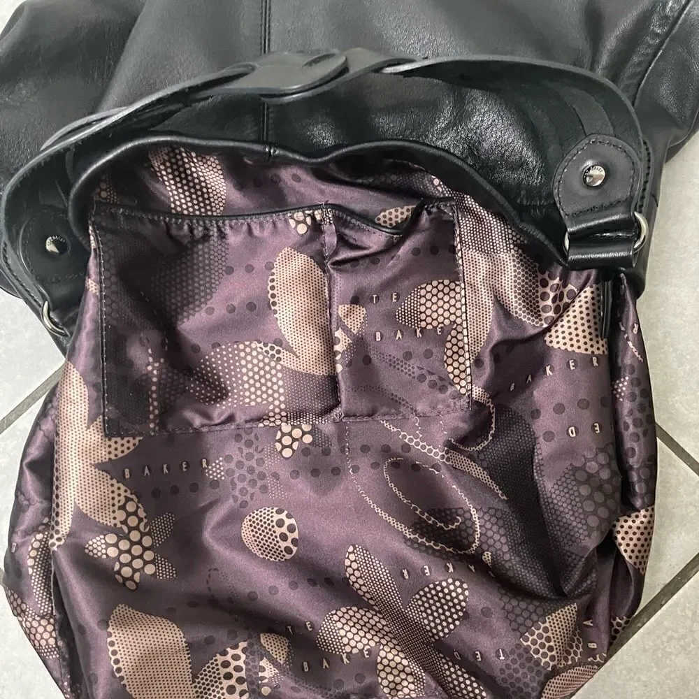NWOT Lg Ted Baker Blk Leather Hobo w/Braided Interlaced Shoulder Strap w/5